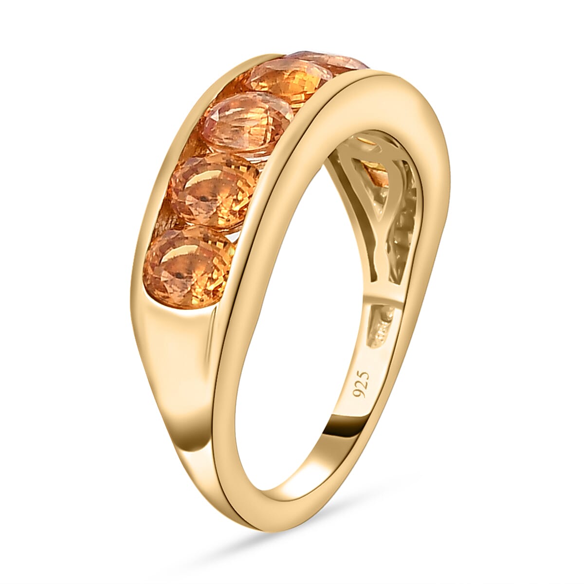 Yellow Sapphire Half Eternity Ring in 18K Vermeil Yellow Gold Plated Sterling Silver 2.22 Ct.
