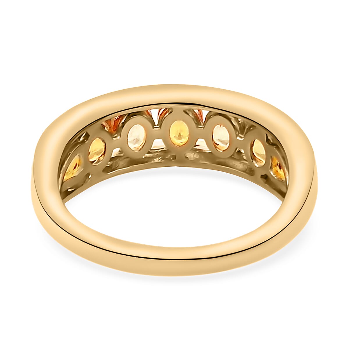 Yellow Sapphire Half Eternity Ring in 18K Vermeil Yellow Gold Plated Sterling Silver 2.22 Ct.