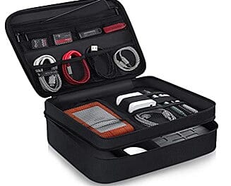 3 Layer Electronic Travel Organiser (Inclu. Shockproof Pokect, Chargers & Cords with DIY Storage Area) - Black