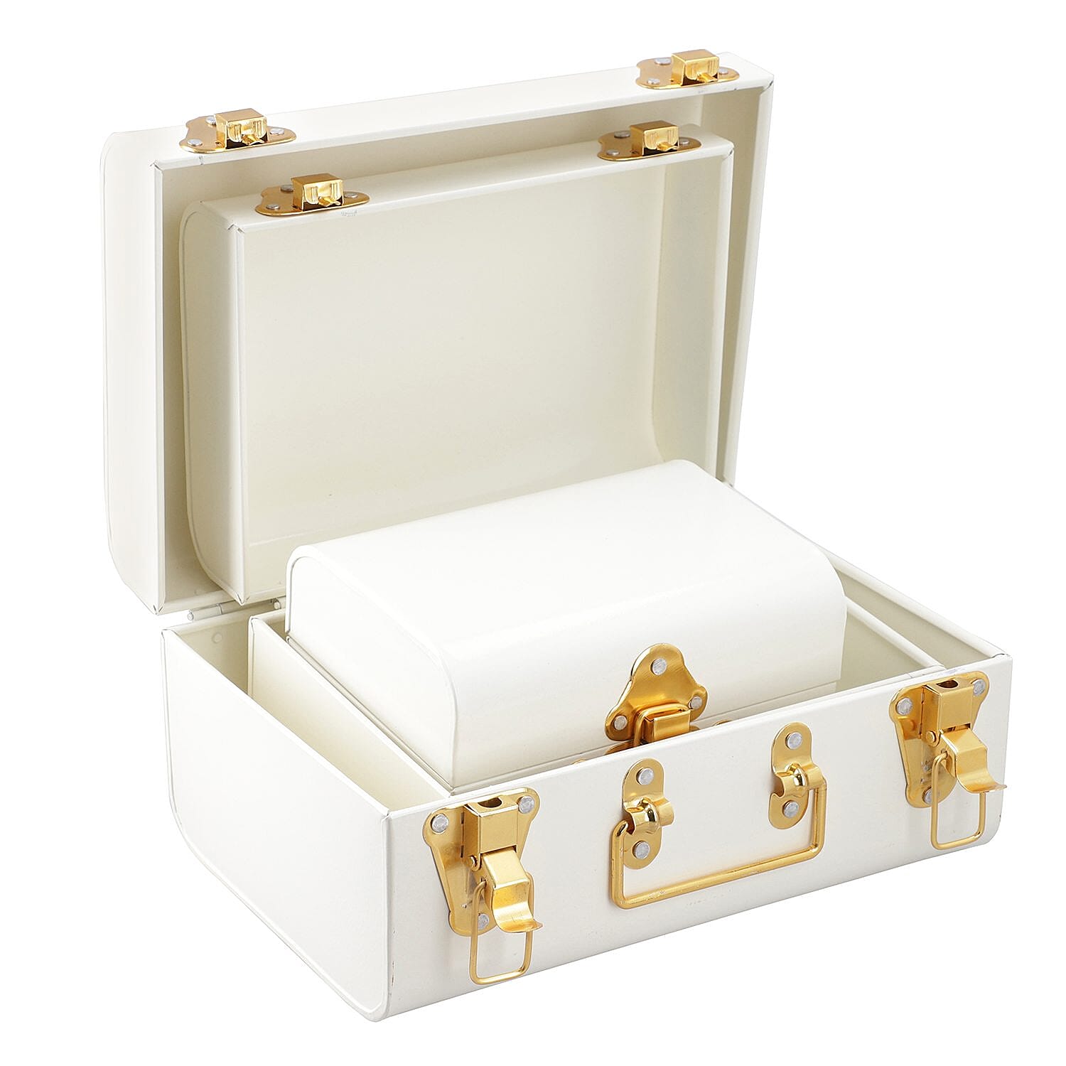 Set of 3 - Storage Trunk with Lock (Size 28x19x14 Cm, 23x16x13 Cm and 18x13x13 Cm) - White