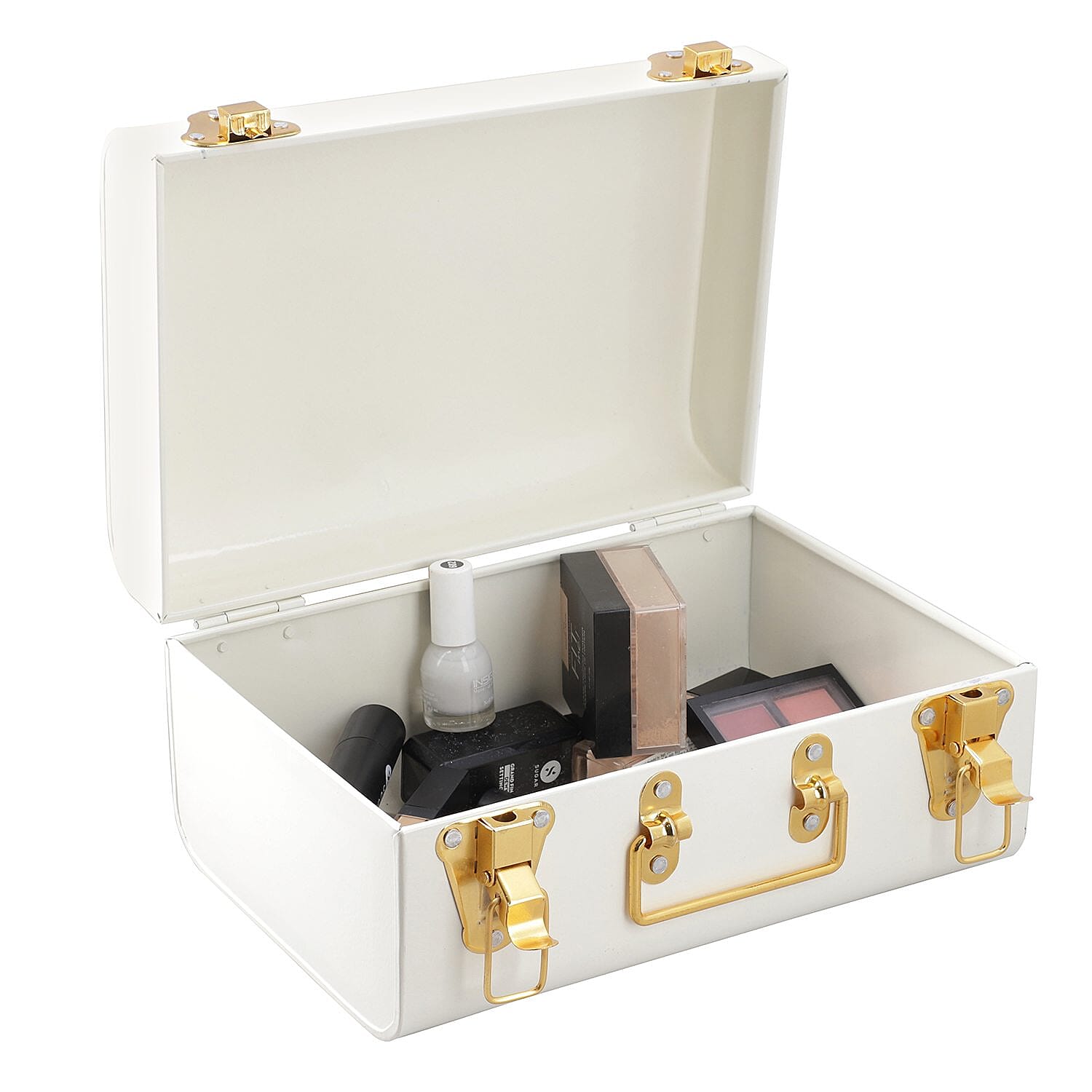 Set of 3 - Storage Trunk with Lock (Size 28x19x14 Cm, 23x16x13 Cm and 18x13x13 Cm) - White