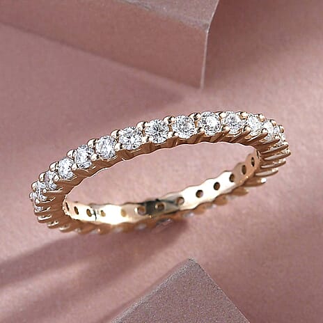 9K Yellow Gold Moissanite Full Eternity Ring