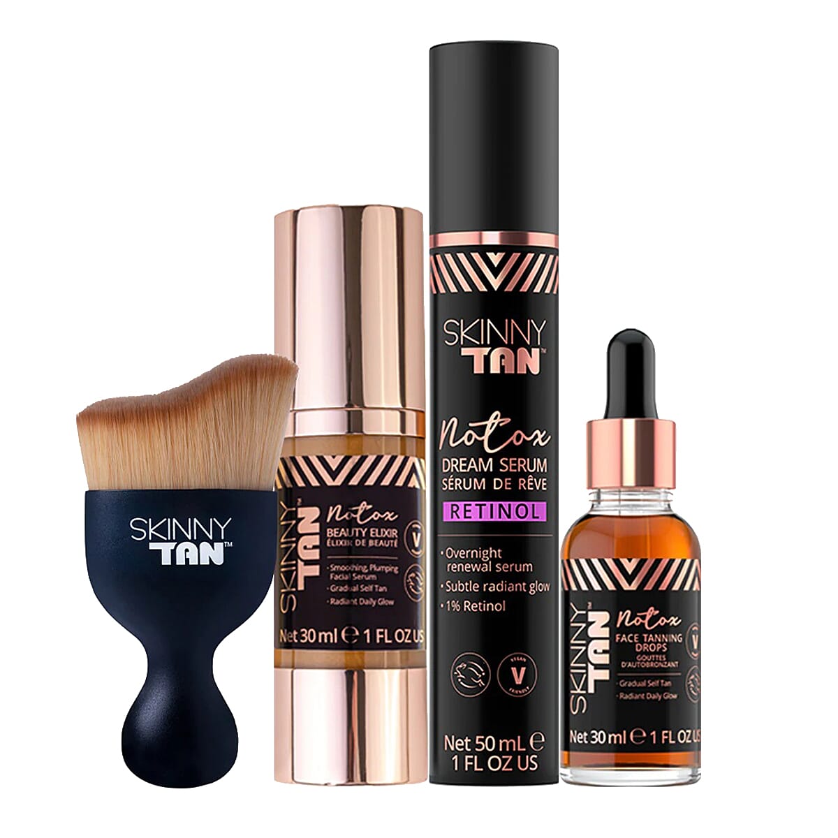 Skinny Tan- Notox Trio with Wonder Brush (Incl. Plumping Serum, Notox Face Tanning Drops - 30ml & Retinol Dream Serum) - Multi