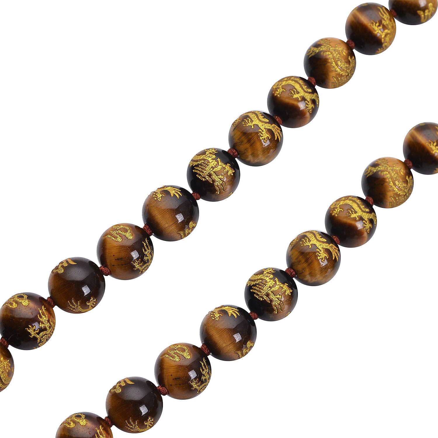 Tigers Eye Carved Dragon Necklace (Size - 18) With Magnetic Lock in Sterling Silver 298.00 Ct.