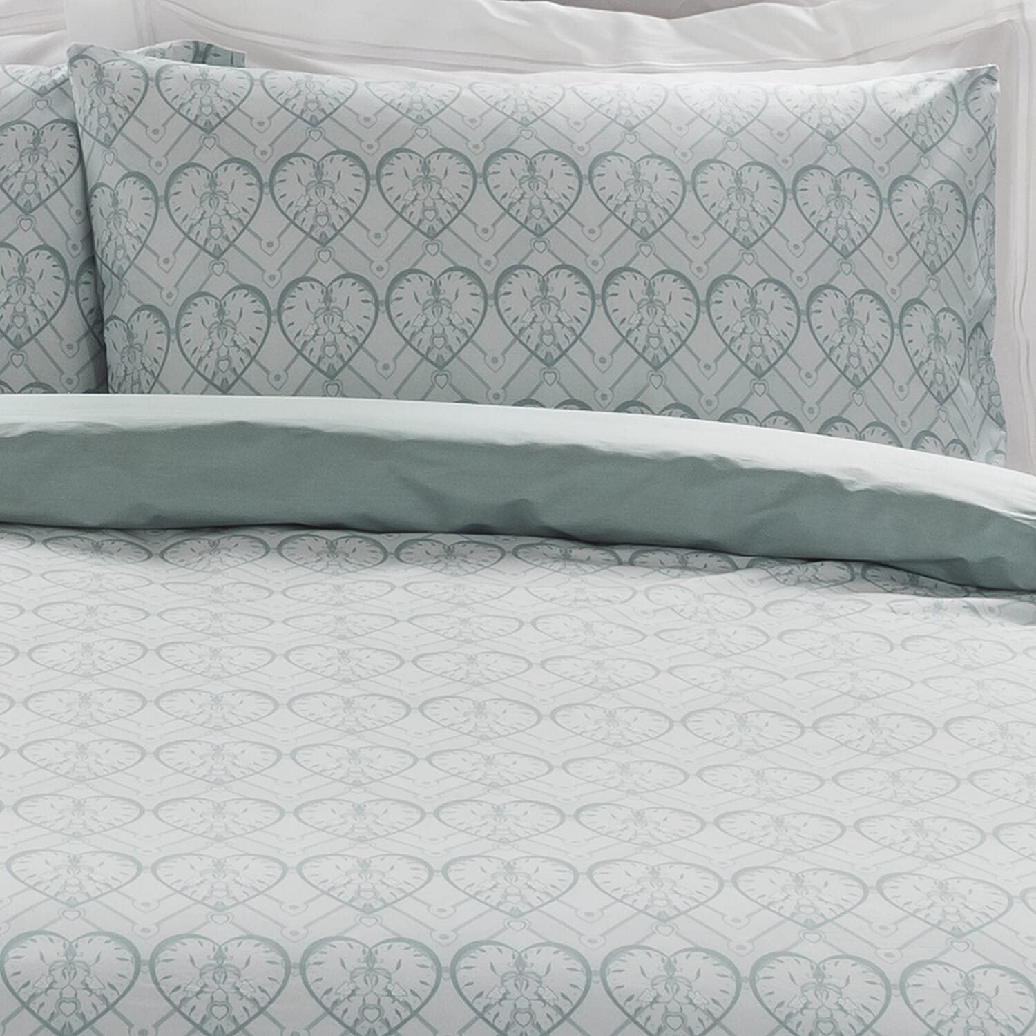 Cotton DBL Clara Duvet Cover Set SF - Duck Egg