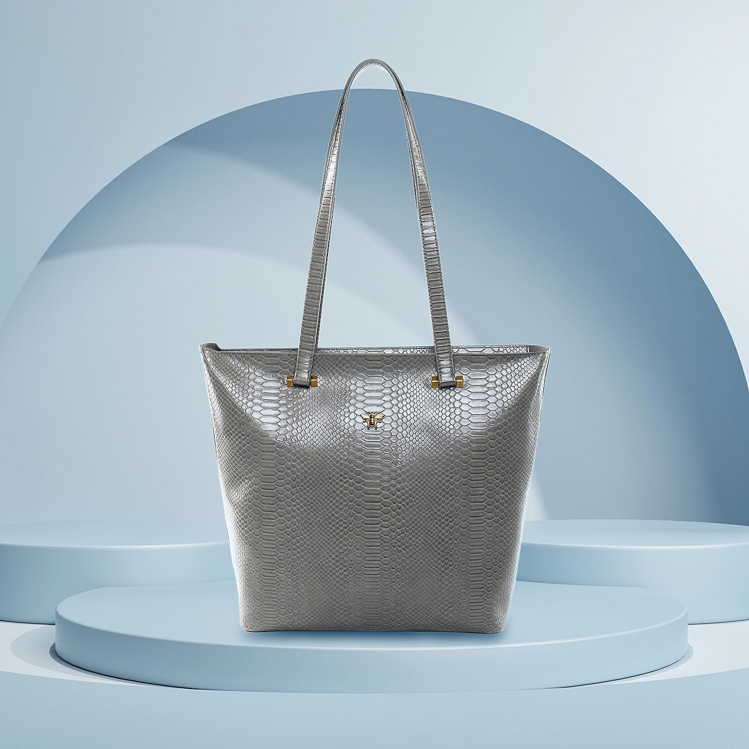 ALICE WHEELER Knightsbridge Snake Pattern Tote Bag - Grey