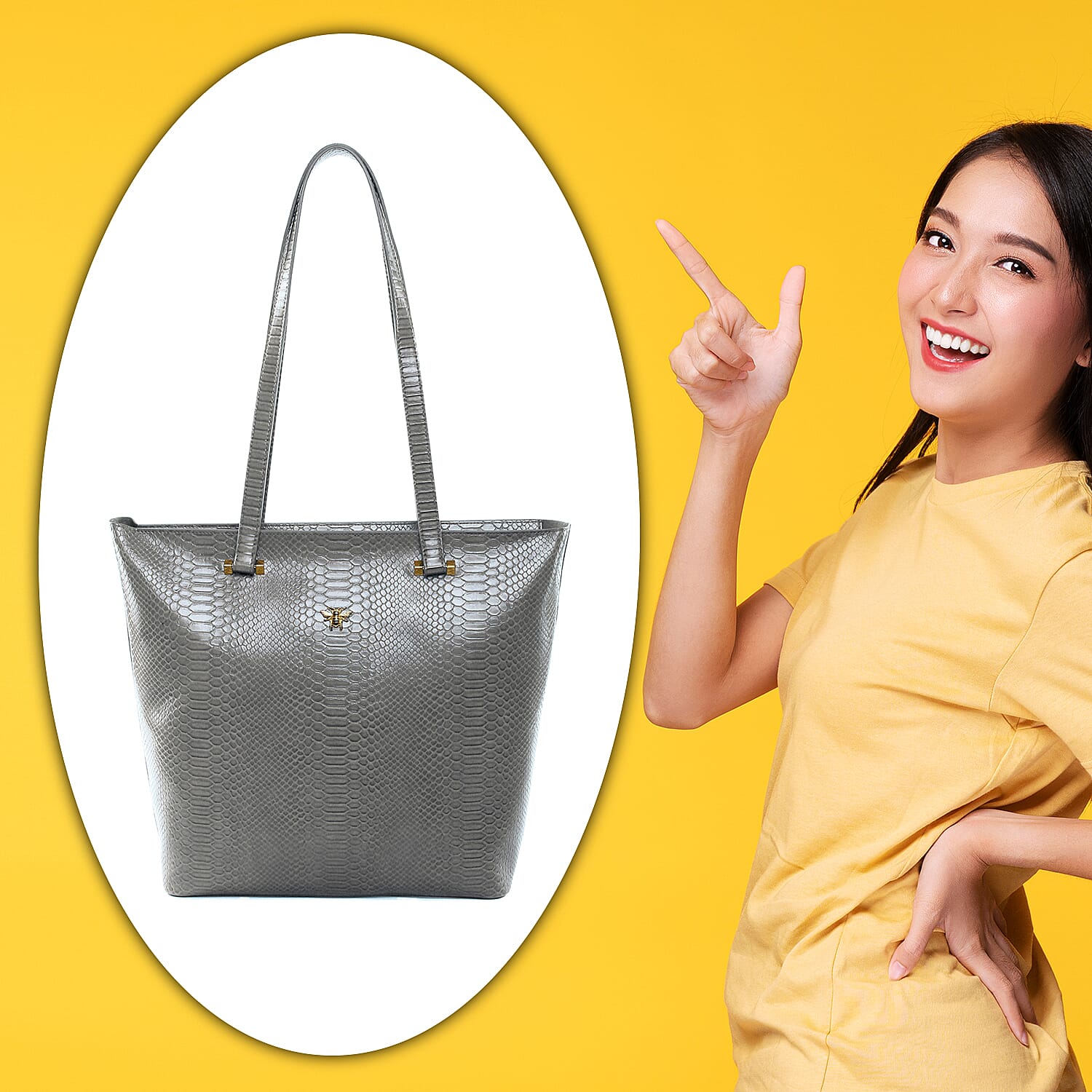 ALICE WHEELER Knightsbridge Snake Pattern Tote Bag - Grey