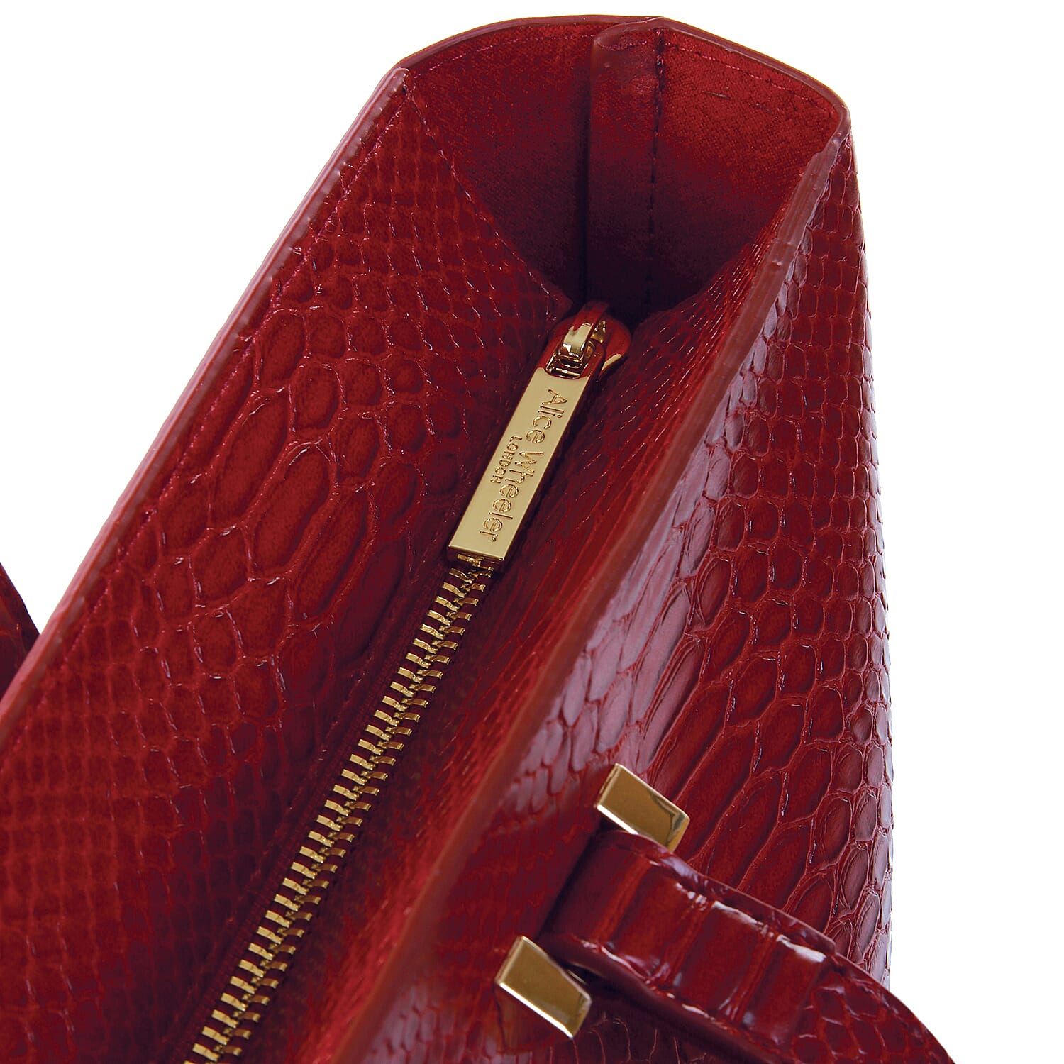 ALICE WHEELER Knightsbridge Snake Pattern Tote Bag - Cherry