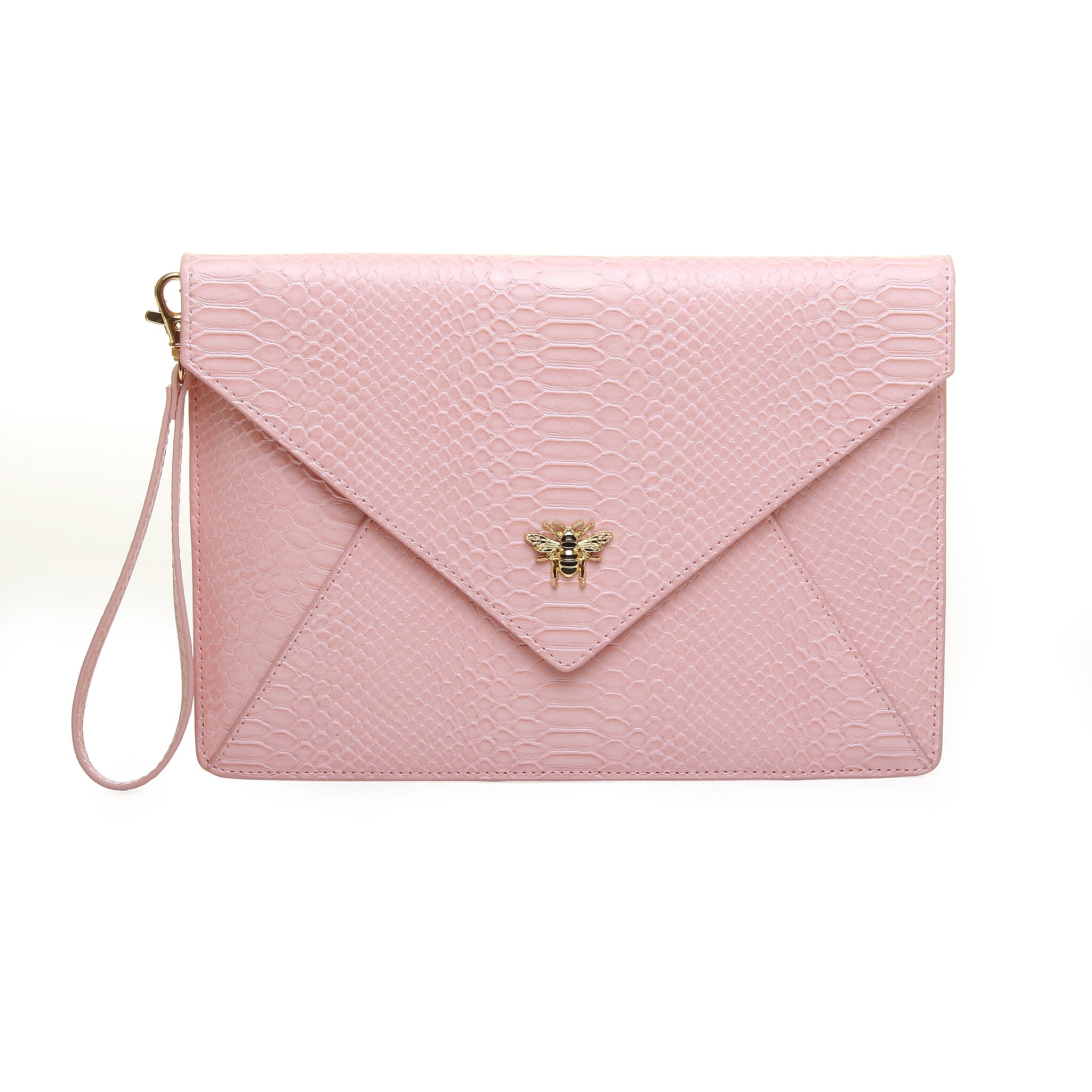 Limited Edition - ALICE WHEELER Chelsea Envelope Snake Pattern Clutch Bag (Size 26x18x2 Cm) - Pink