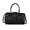 LA MAREY Genuine Leather Convertible Bag with Detachable Long Strap - Black