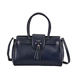 LA MAREY Genuine Leather Convertible Bag with Detachable Long Strap - Black