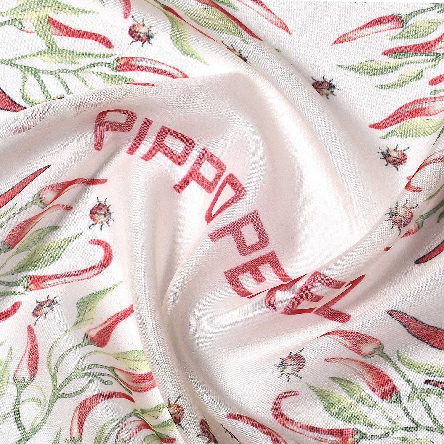 GP - Chilli Tree Pattern Pocket Square (Size 45 Cm) - Cream, Red & Green GP - Chilli Tree Pattern Pocket Square (Size 45 Cm) - Cream, Red & Green