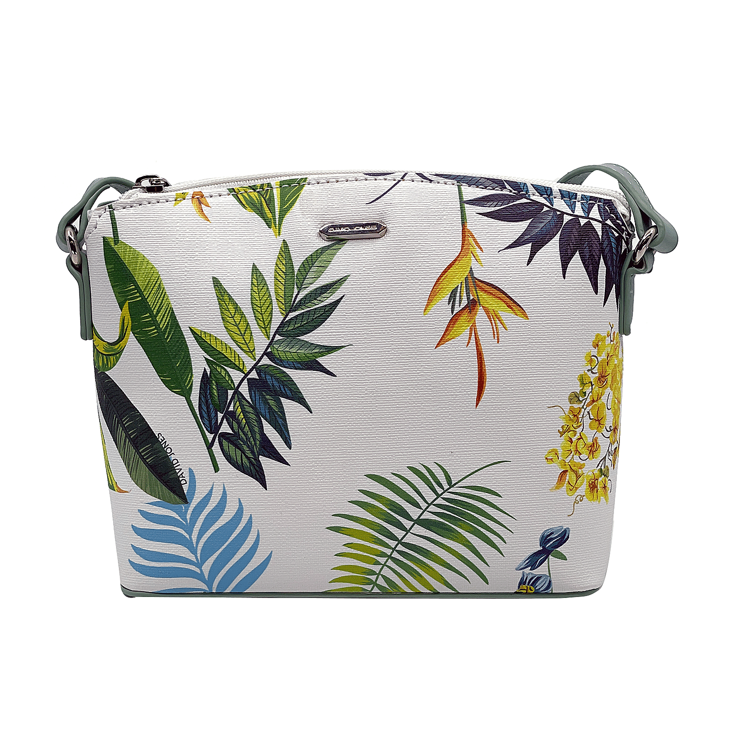 David Jones Tropical Floral Printed Crossbody Bag - Pale Green