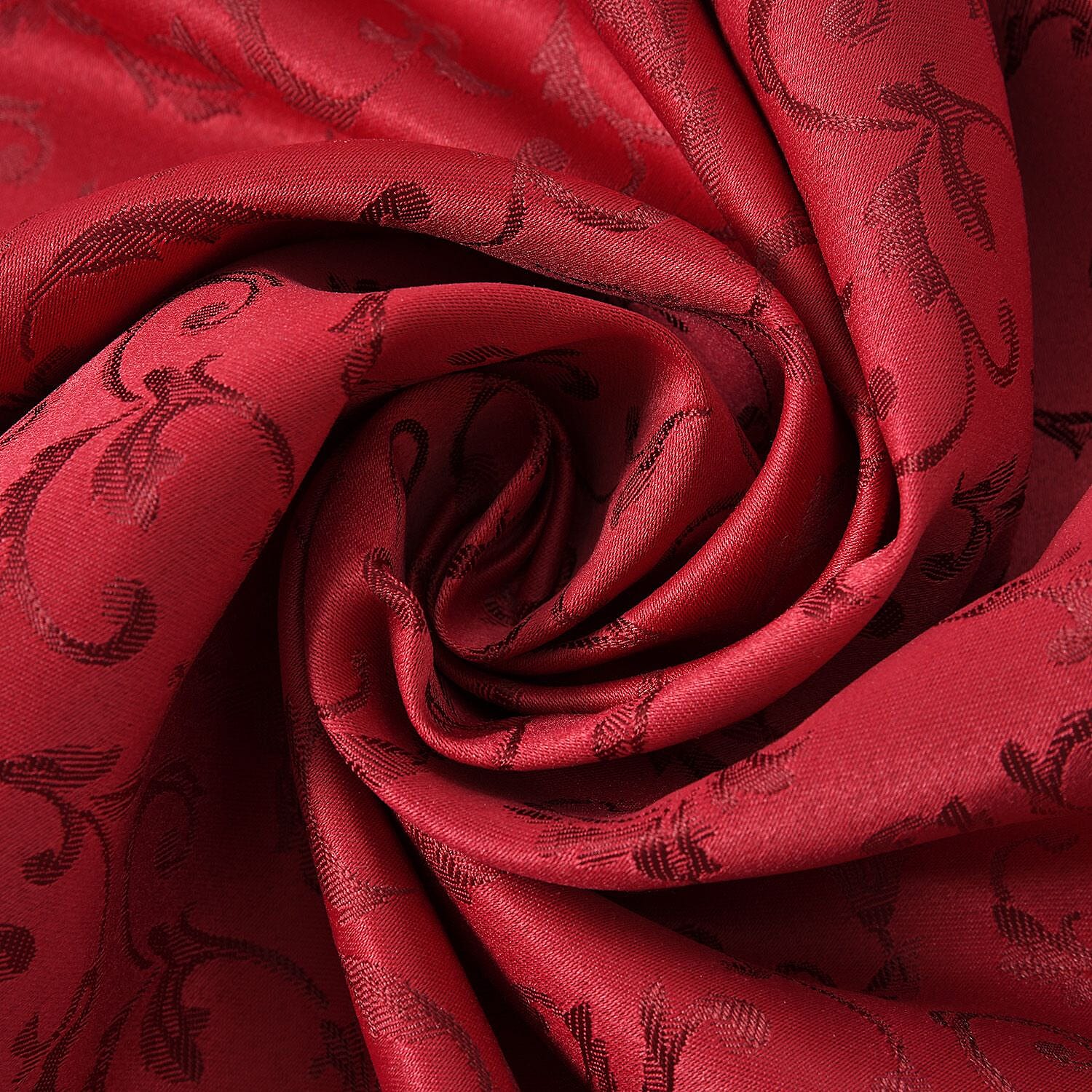 Rectangular Water Resistant Jacquard Scroll Pattern Table Cloth (Size 132x178 Cm) - Red