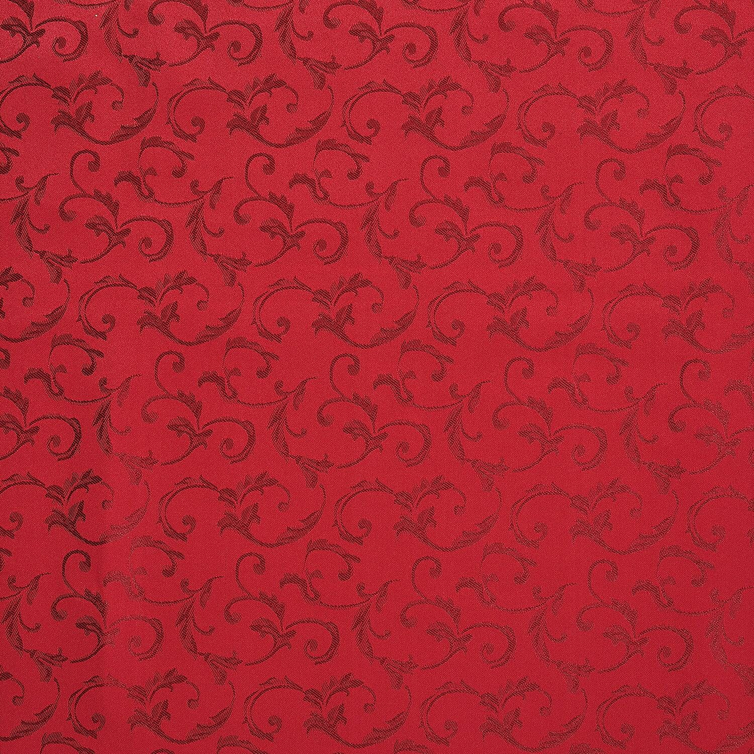Rectangular Water Resistant Jacquard Scroll Pattern Table Cloth (Size 230x178 Cm) - Red