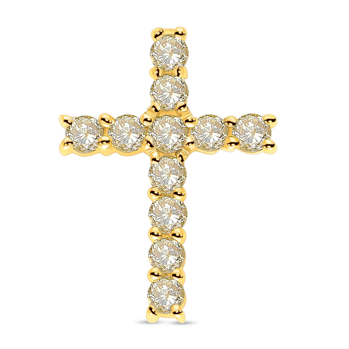 NY Close Out- 14K Yellow Gold SGL Certified (SI) Natural Yellow Diamond Cross Pendant 0.50 Ct.