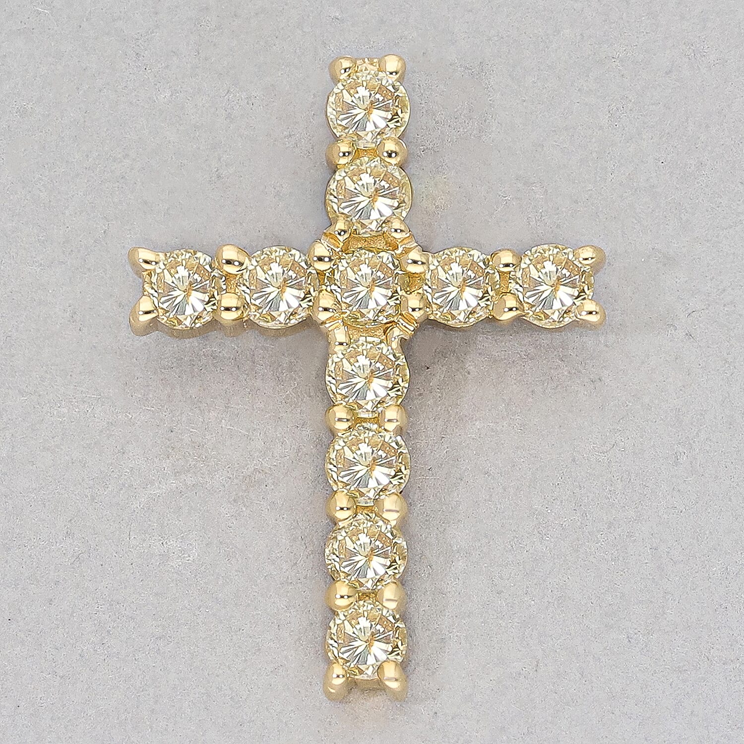 NY Close Out- 14K Yellow Gold SGL Certified (SI) Natural Yellow Diamond Cross Pendant 0.50 Ct.