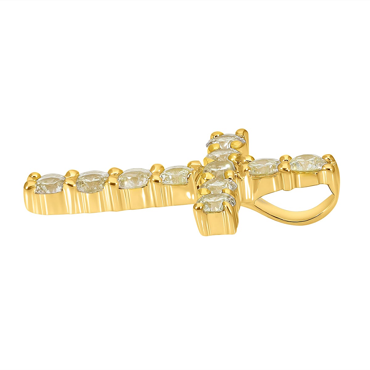 NY Close Out- 14K Yellow Gold SGL Certified (SI) Natural Yellow Diamond Cross Pendant 0.50 Ct.