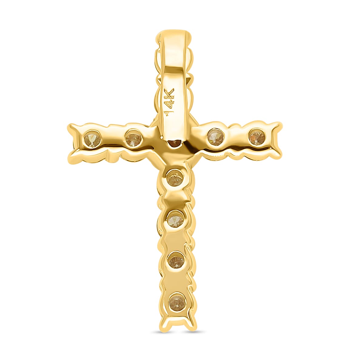 NY Close Out- 14K Yellow Gold SGL Certified (SI) Natural Yellow Diamond Cross Pendant 0.50 Ct.