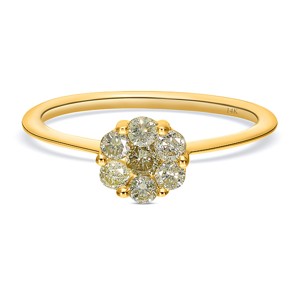 14K Yellow Gold SGL Certified Natural Yellow Diamond (SI/I1) Ring 0.50 ...
