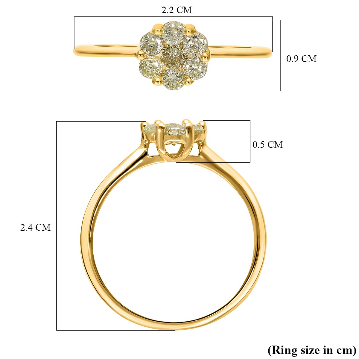 14K Yellow Gold SGL Certified Natural Yellow Diamond (SI-I1) Ring 0.50 Ct.