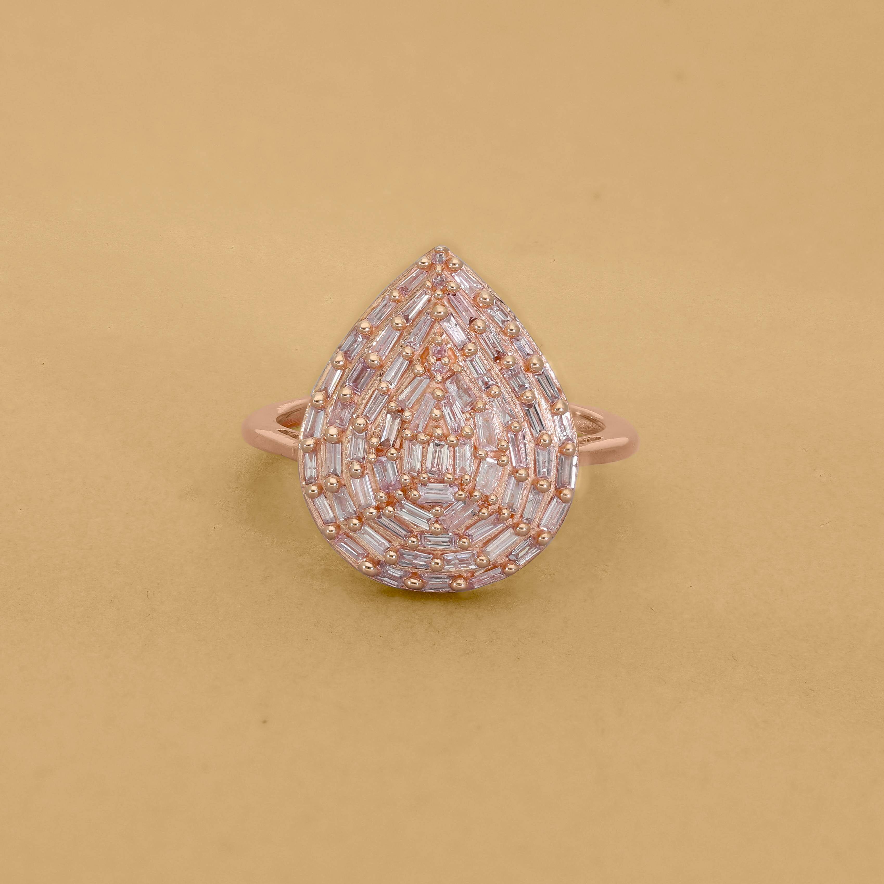 9K Rose Gold Natural Pink Diamond Ring 0.50 Ct.