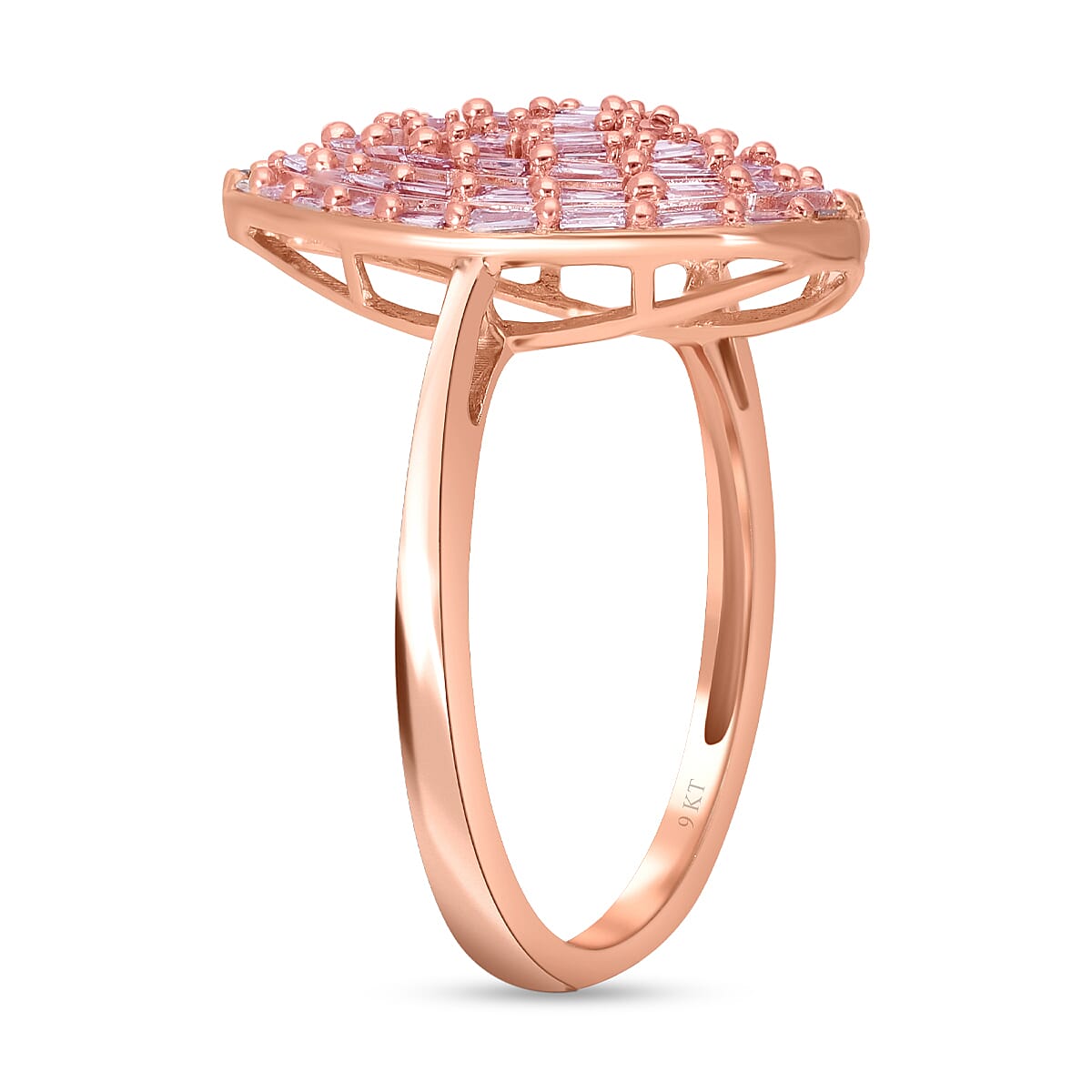9K Rose Gold Natural Pink Diamond Ring 0.50 Ct.