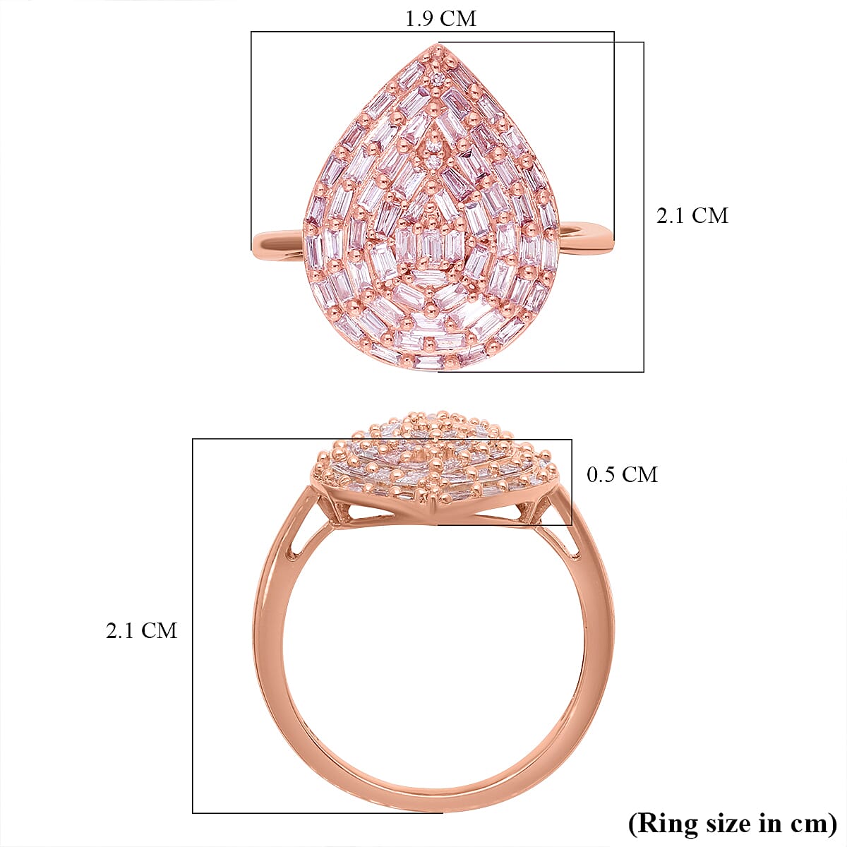 9K Rose Gold Natural Pink Diamond Ring 0.50 Ct.