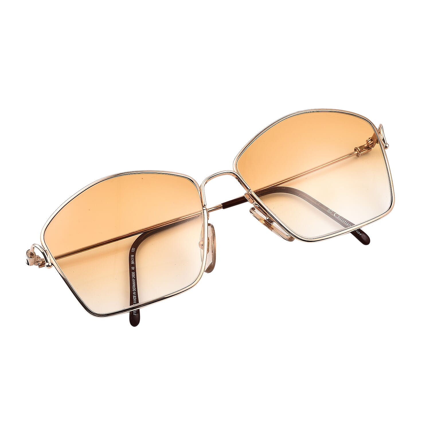 DIOR Rectangle Sunglasses with Yellow Lenses - Gold