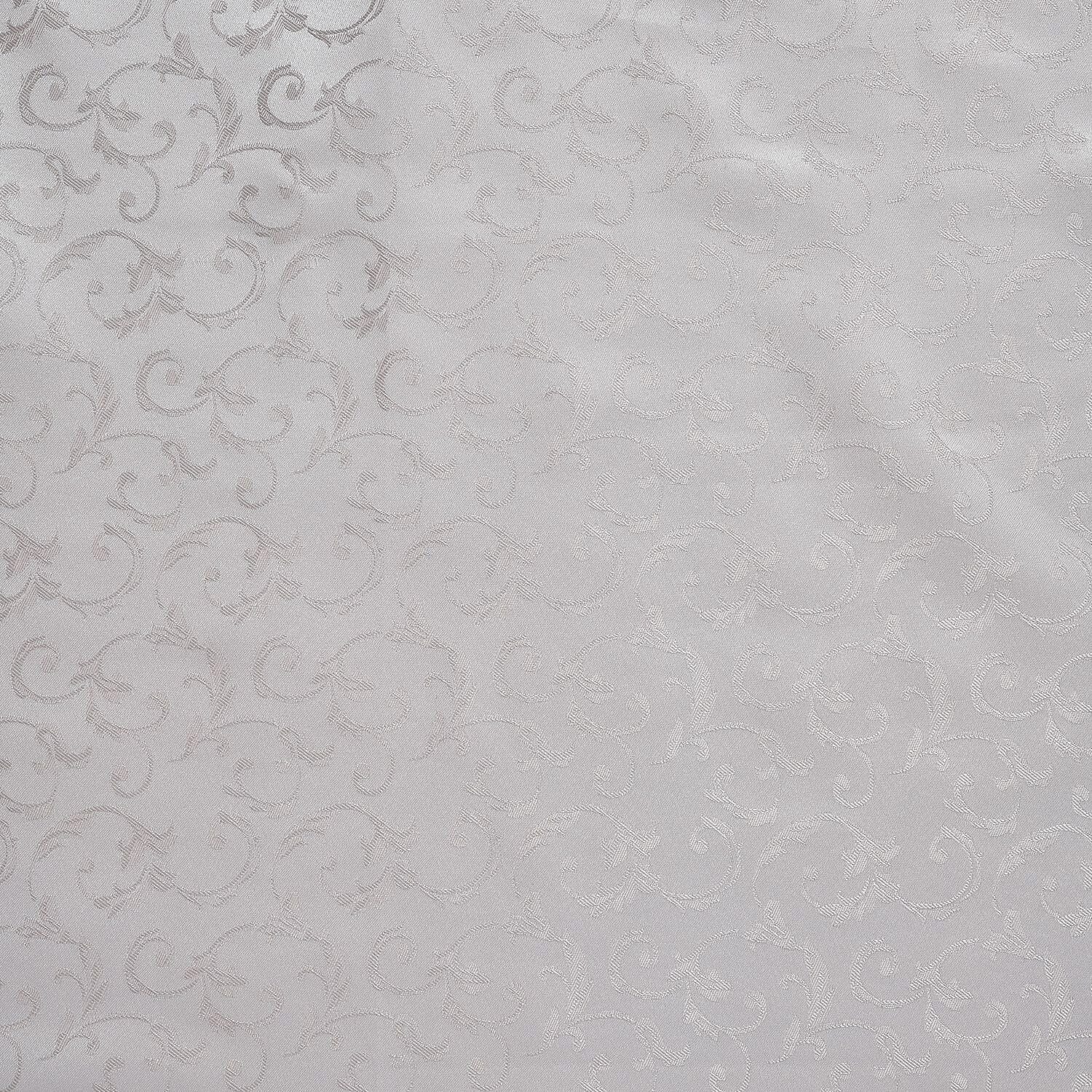 Set of 5 - Water Resistant Jacquard Scroll Pattern Table Runner (Size 180x35 Cm) and 4 Napkin Pieces (Size 40x40 Cm) - Cream