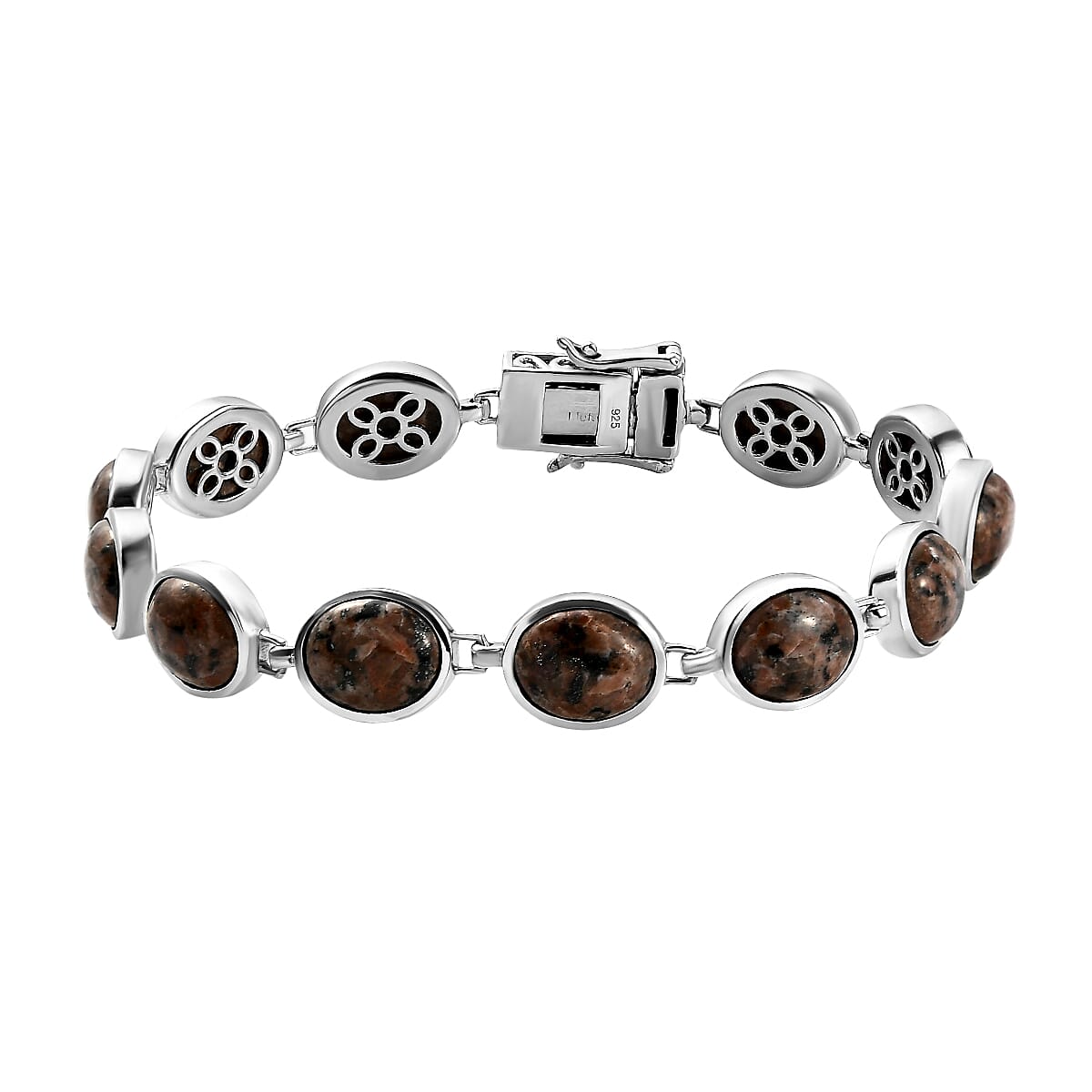 Yooperlite Link Bracelet (Size - 7.5) in Platinum Overlay Sterling Silver 30.84 ct, Silver Wt. 13.90 Gms