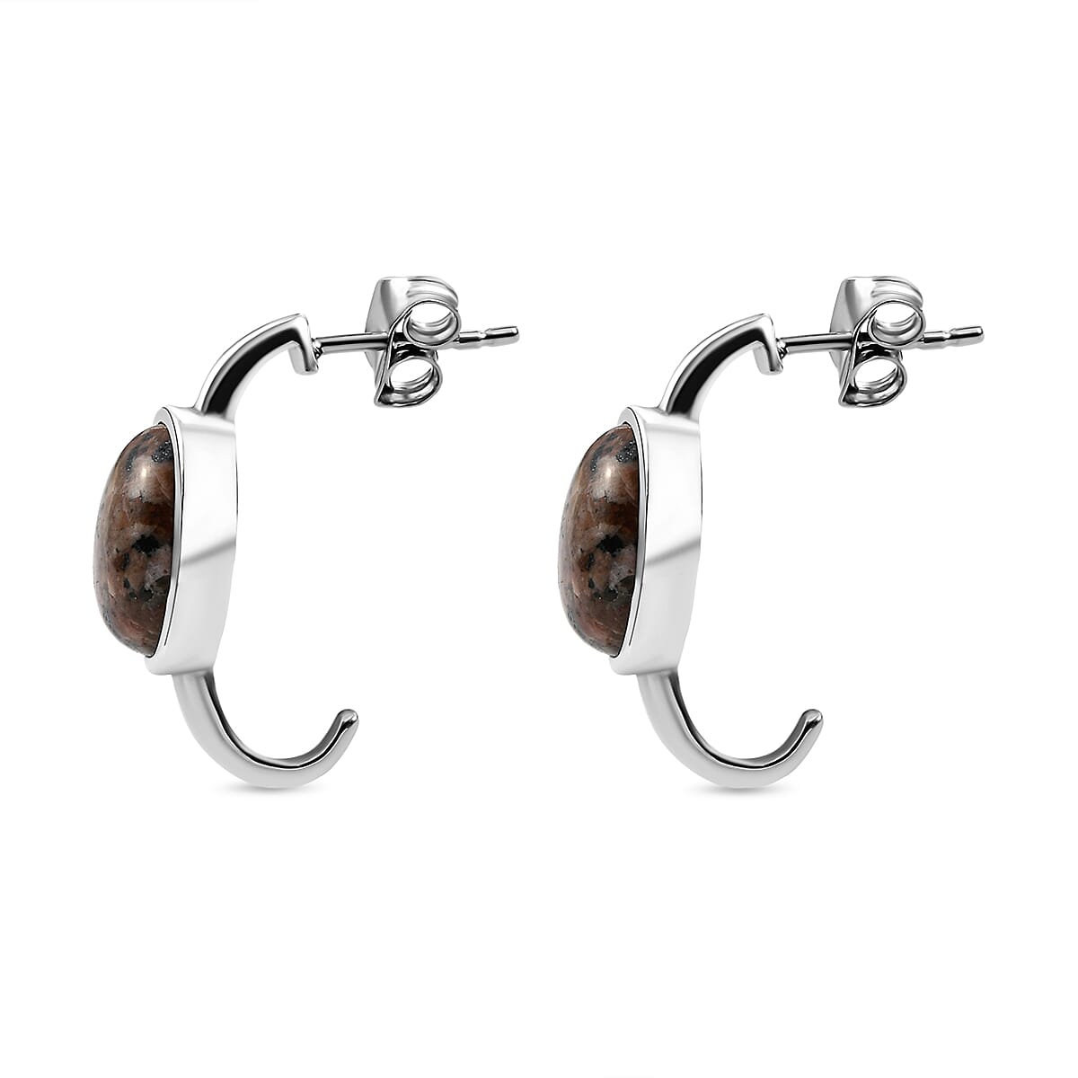 Yooperlite Earrings (With Push Back) in Platinum Overlay Sterling Silver.