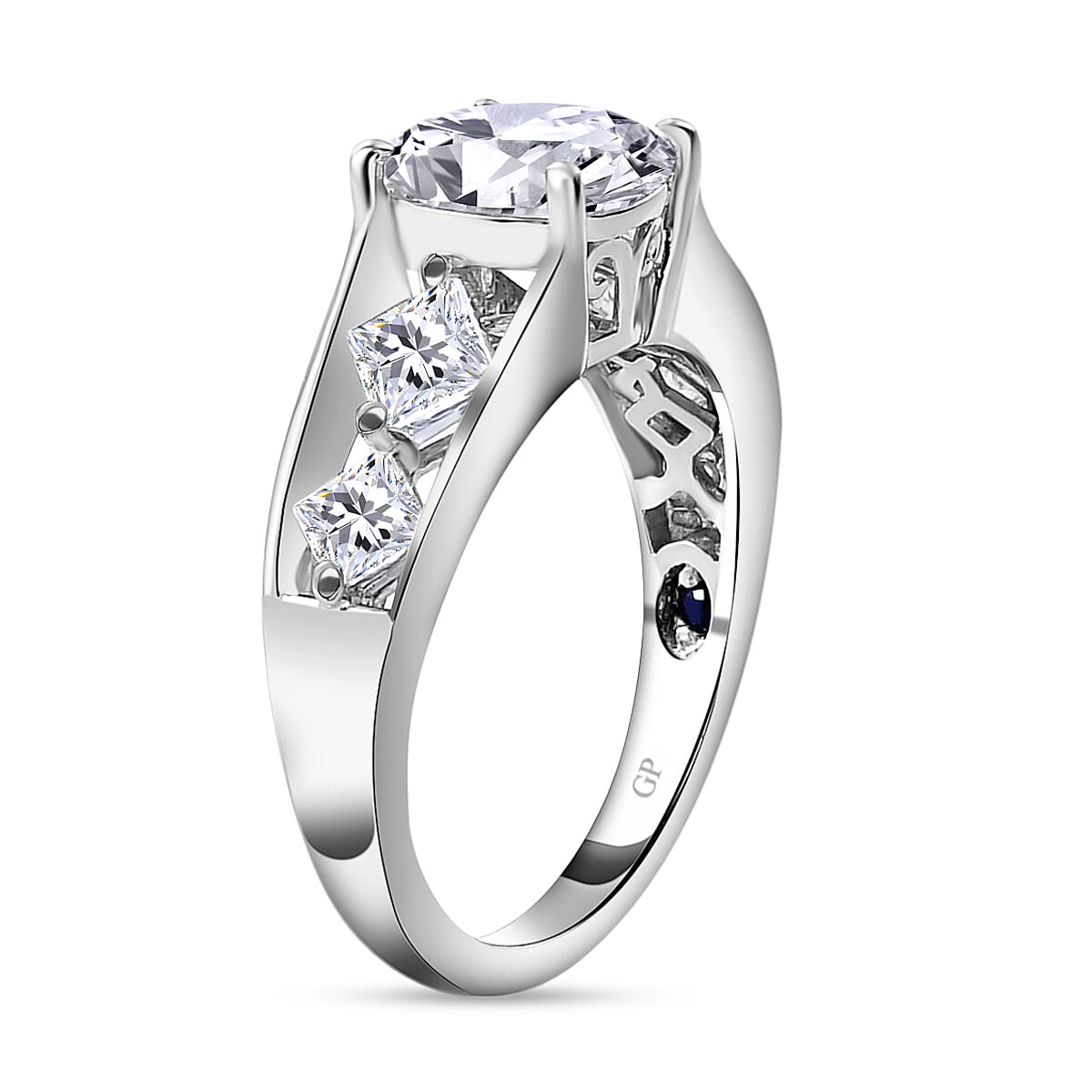 GP Art Deco Collection - Moissanite Ring in Platinum Overlay Sterling Silver 2.53 Ct.