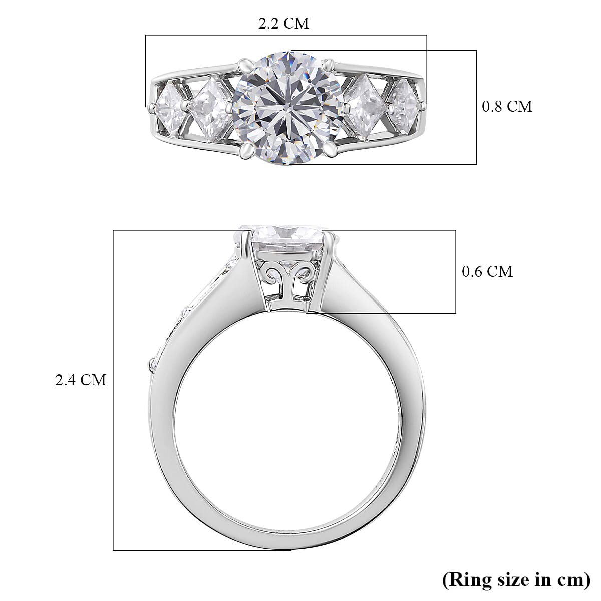 GP Art Deco Collection - Moissanite Ring in Platinum Overlay Sterling Silver 2.53 Ct.