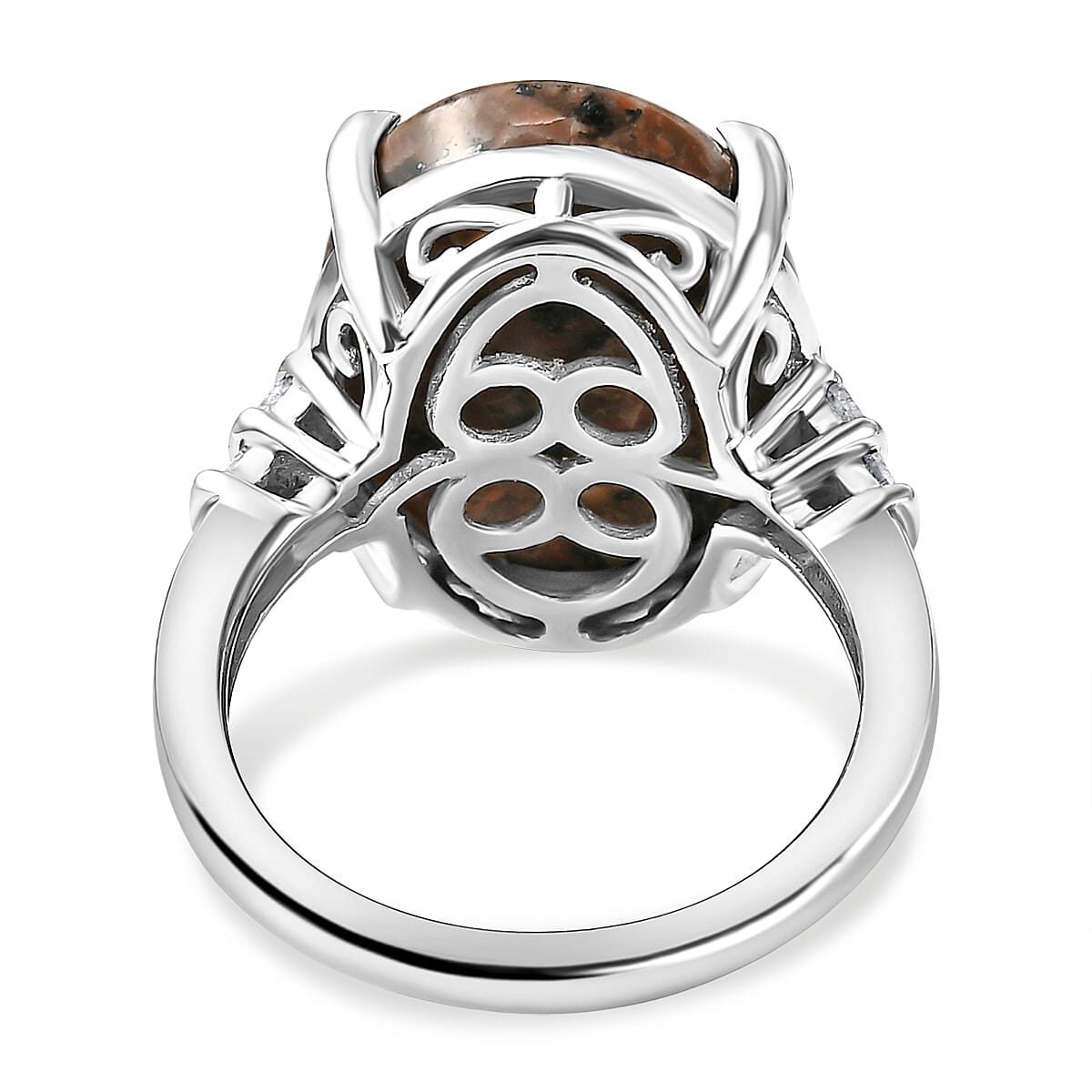 Yooperlite & Diamond Ring in Platinum Overlay Sterling Silver 12.25 Ct