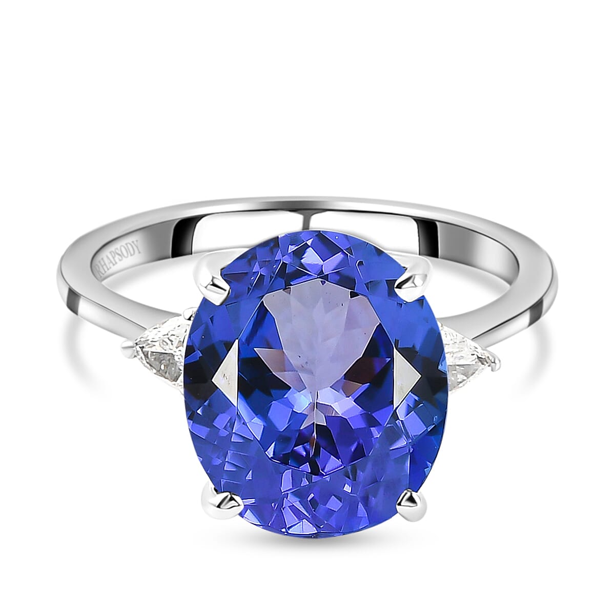 RHAPSODY 950 Platinum AAAA Tanzanite and Diamond (VS-E-F) Ring 5.26 Ct.