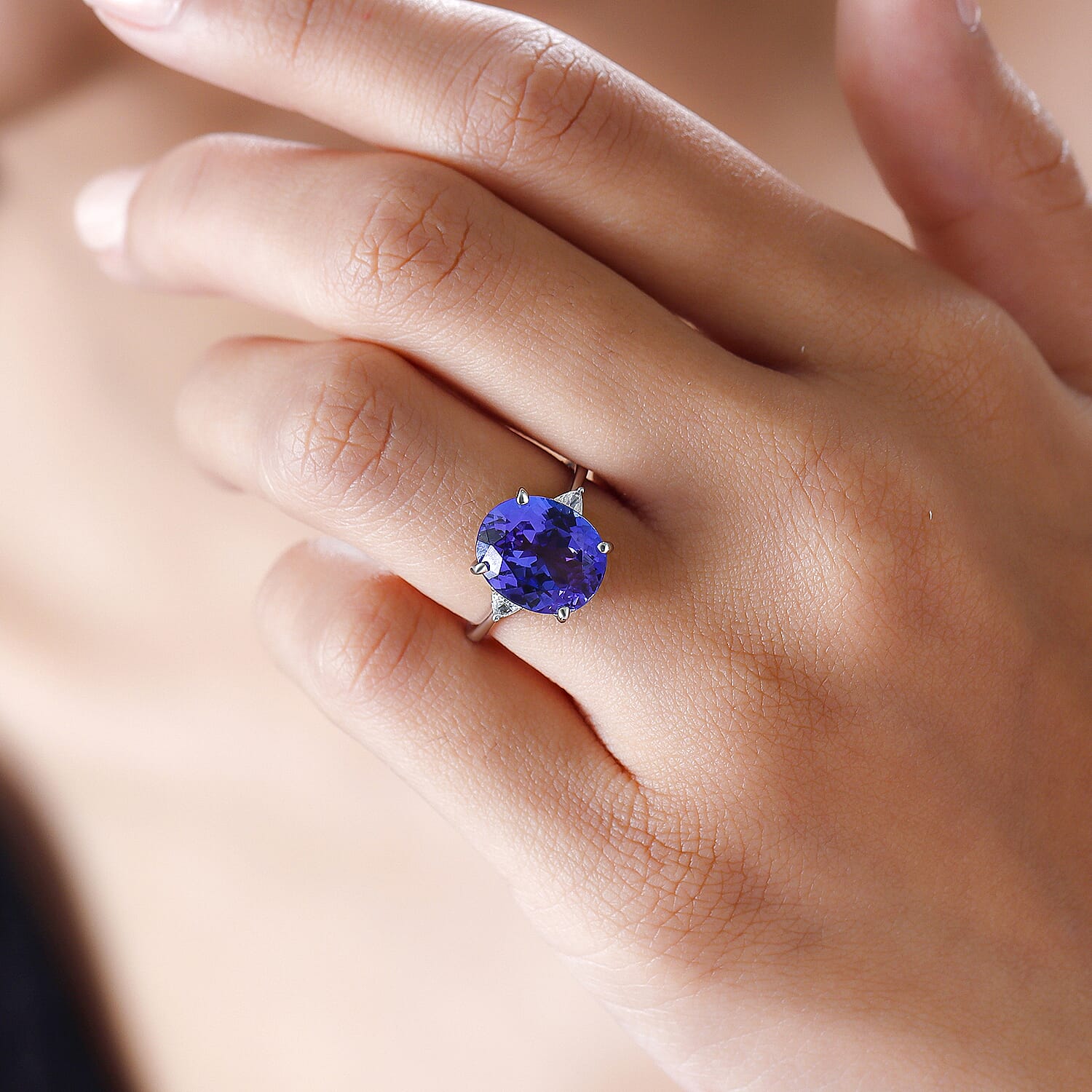 RHAPSODY 950 Platinum AAAA Tanzanite and Diamond (VS-E-F) Ring 5.26 Ct.