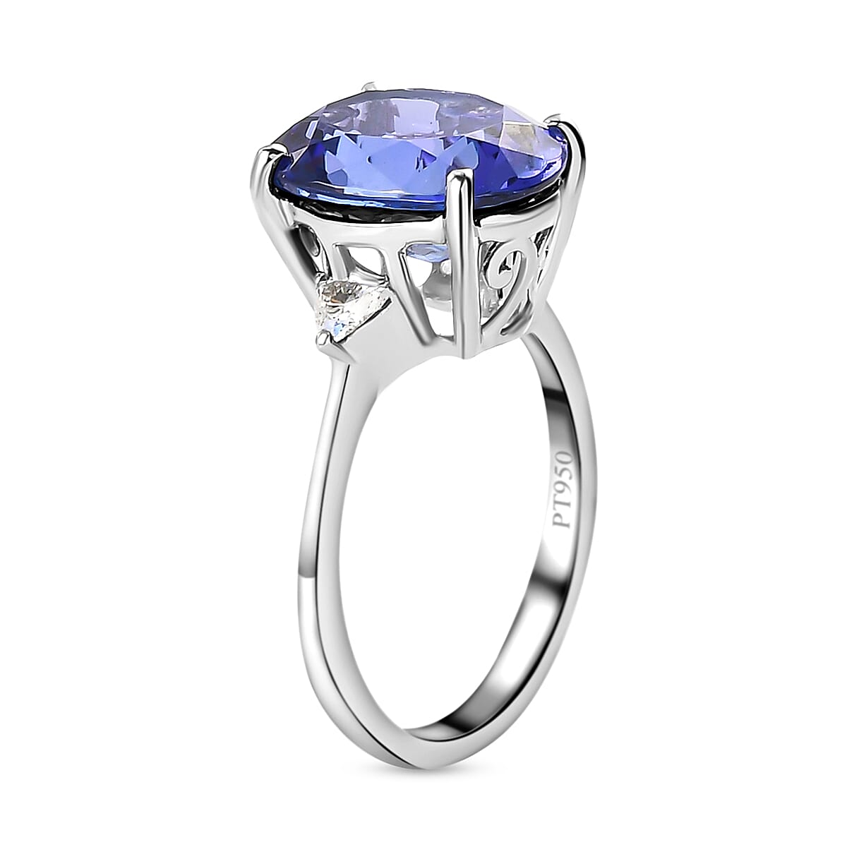 RHAPSODY 950 Platinum AAAA Tanzanite and Diamond (VS-E-F) Ring 5.26 Ct.