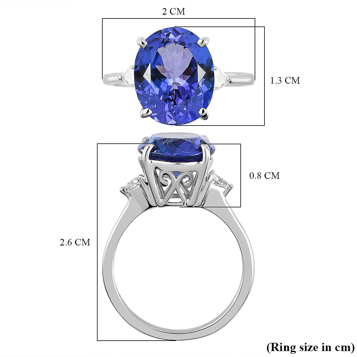 RHAPSODY 950 Platinum AAAA Tanzanite and Diamond (VS-E-F) Ring 5.26 Ct.