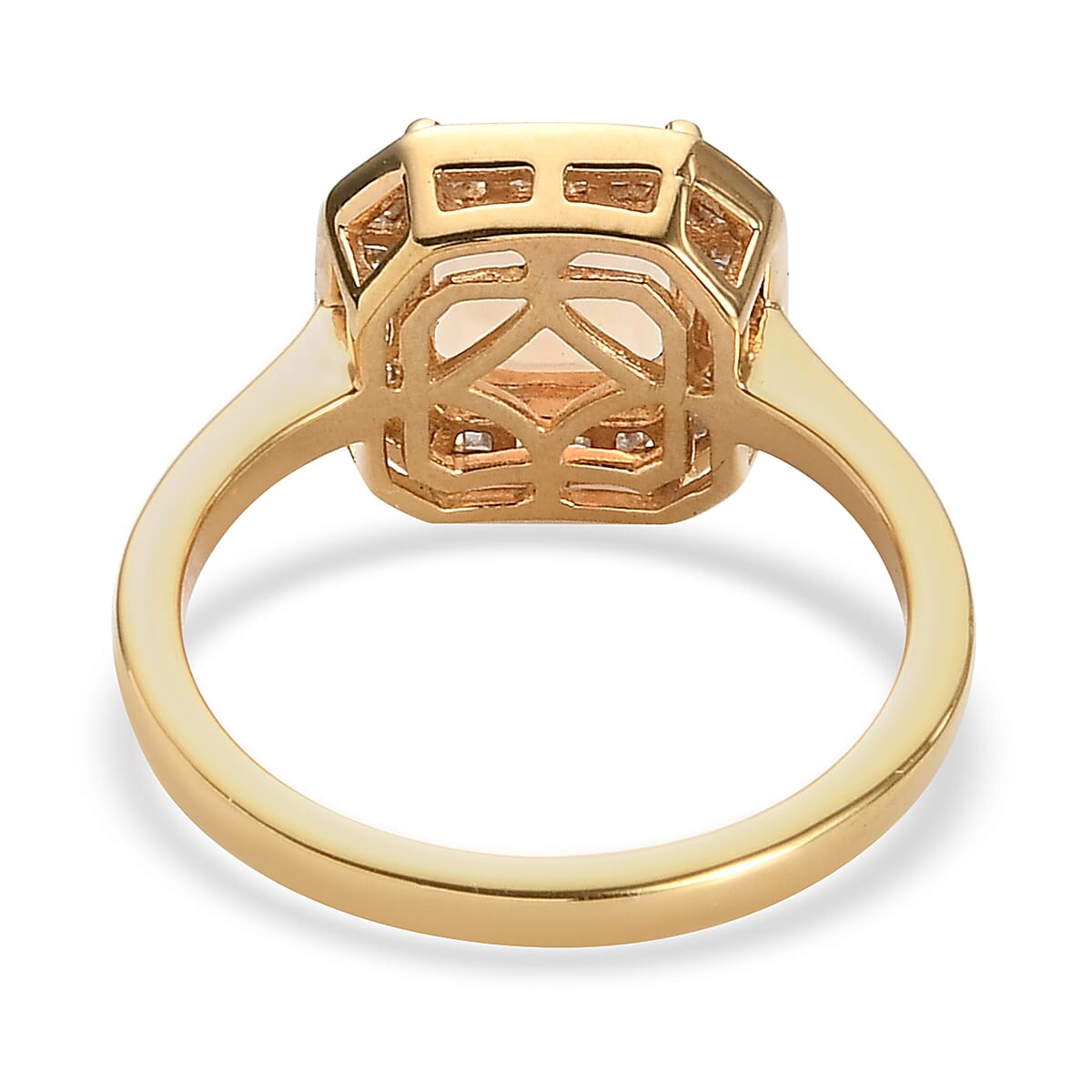 Asscher Cut Ethiopian Welo Opal and Diamond Halo Ring in 14K Gold Overlay Sterling Silver 1.15 Ct.