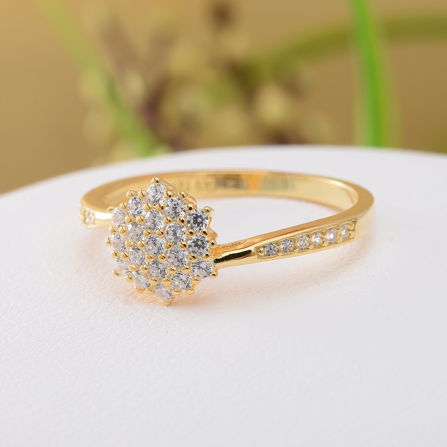 ELANZA Simulated Diamond Ring in Yellow Gold Overlay Sterling Silver