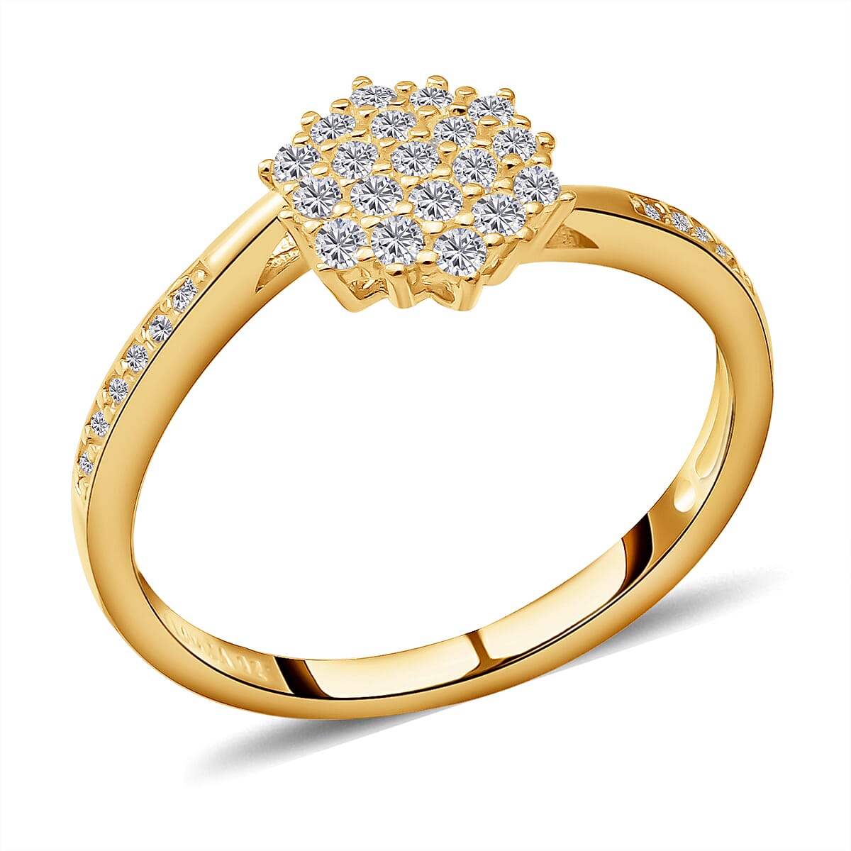 ELANZA Simulated Diamond Ring in Yellow Gold Overlay Sterling Silver