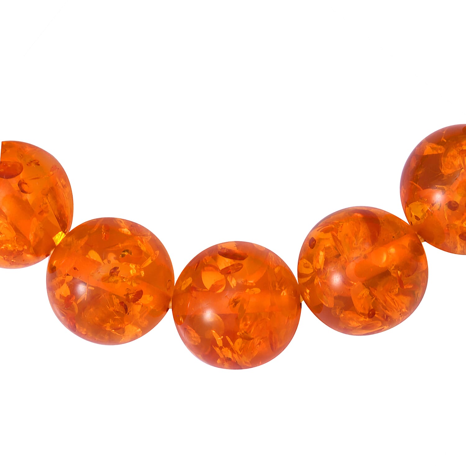 AAAA Natural Baltic Amber 14mm AIG Certified Stretchable Bracelet (Size 7.5) 124.46 Cts.