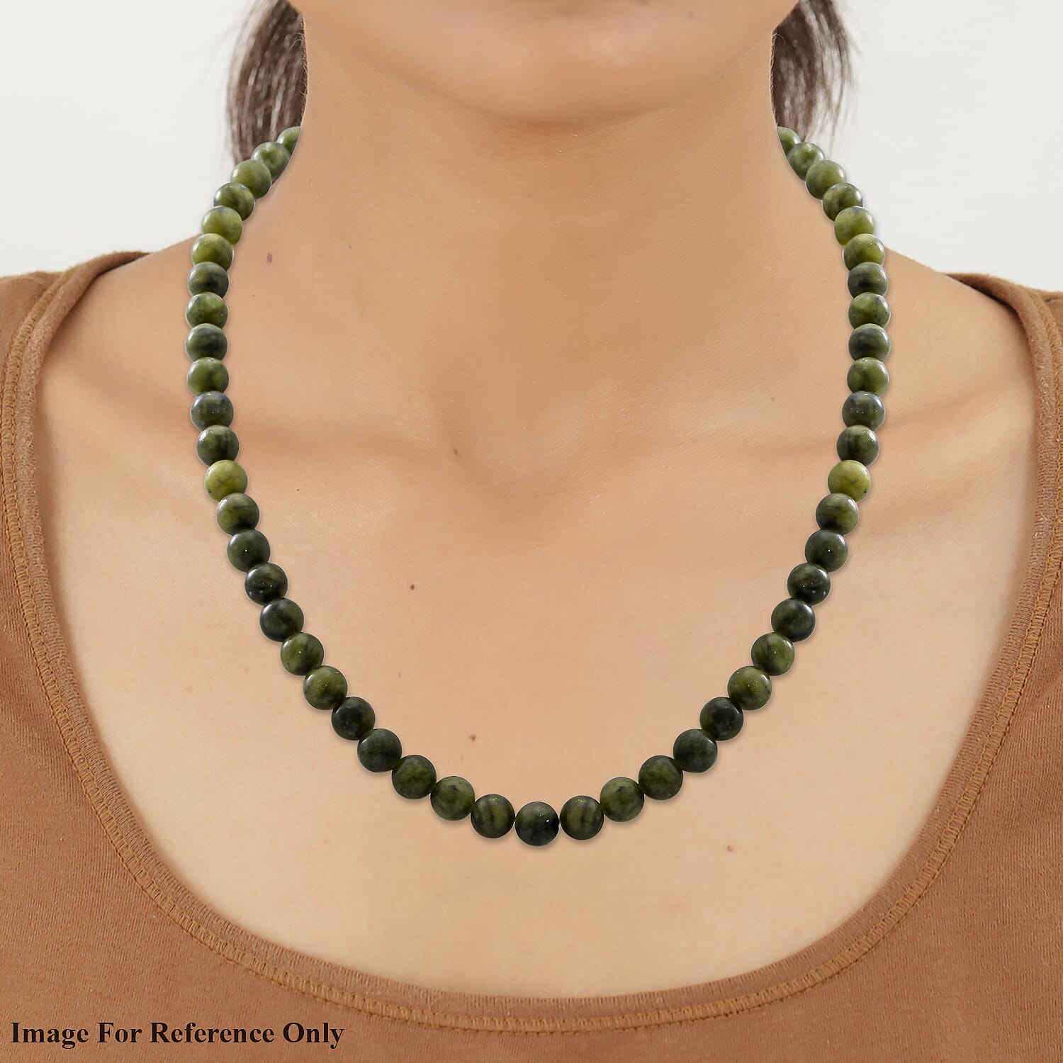 Connemara - Irish Green Stone Necklace (Size - 20) in Rhodium Overlay Sterling Silver 250 CT