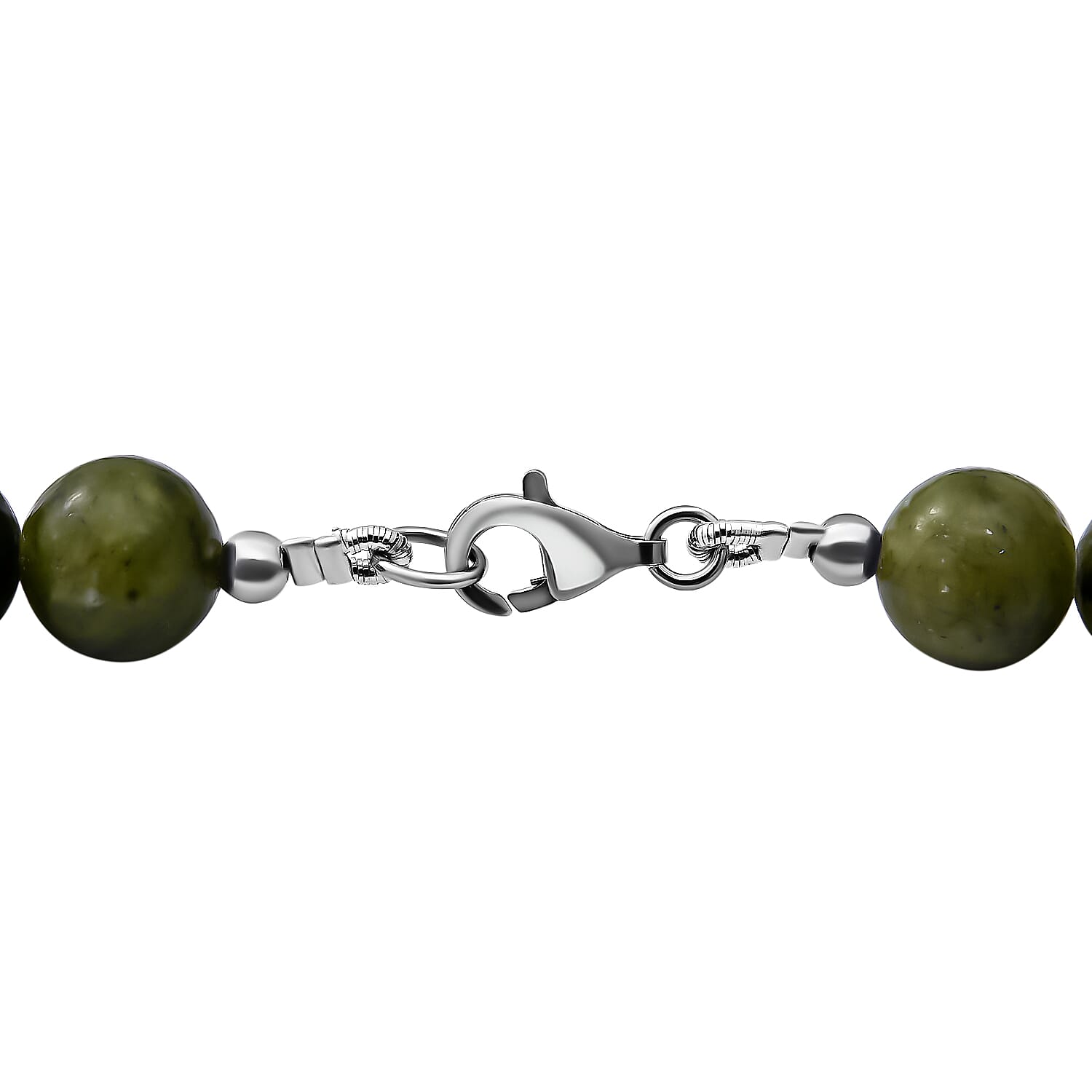 Connemara - Irish Green Stone Necklace (Size - 20) in Rhodium Overlay Sterling Silver 250 CT