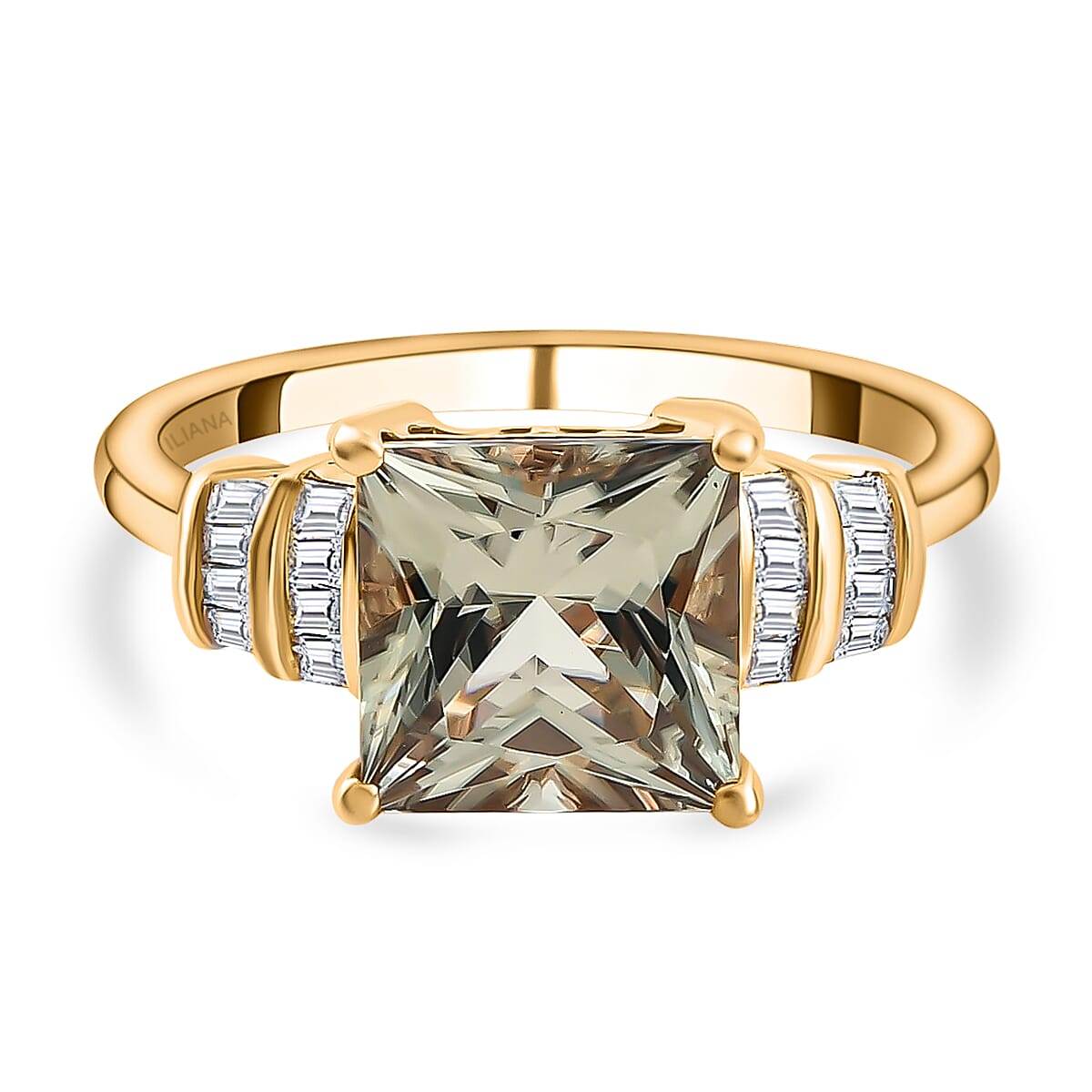 ILIANA 18K Yellow Gold AAA Turkizite and Diamond (SI-G-H) Ring 3.00 Ct.
