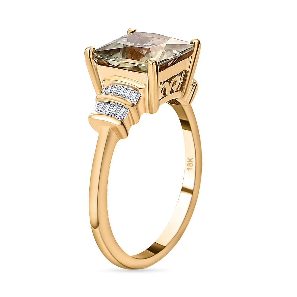 ILIANA 18K Yellow Gold AAA Turkizite and Diamond (SI-G-H) Ring 3.00 Ct.