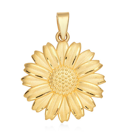 24K Yellow Gold Daisy Flower Pendant with Supreme Finish