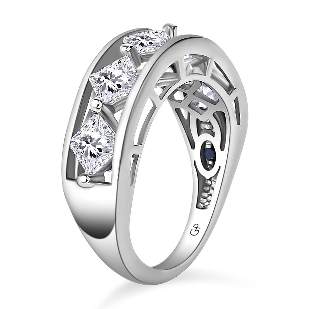 GP Italian Garden Collection - Moissanite Half Eternity Ring in Platinum Overlay Sterling Silver 1.82 Ct.