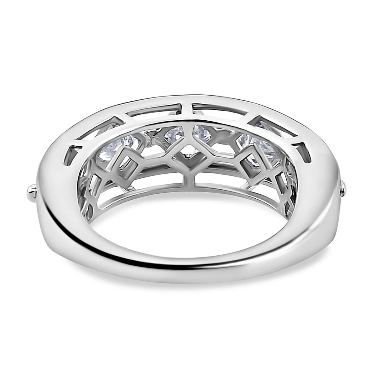 GP Italian Garden Collection - Moissanite Half Eternity Ring in Platinum Overlay Sterling Silver 1.82 Ct.